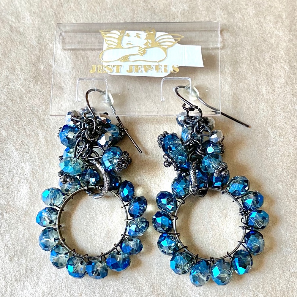 🦋NBW ‘Jest Jewels’ Vintage Blue Beaded Earrings